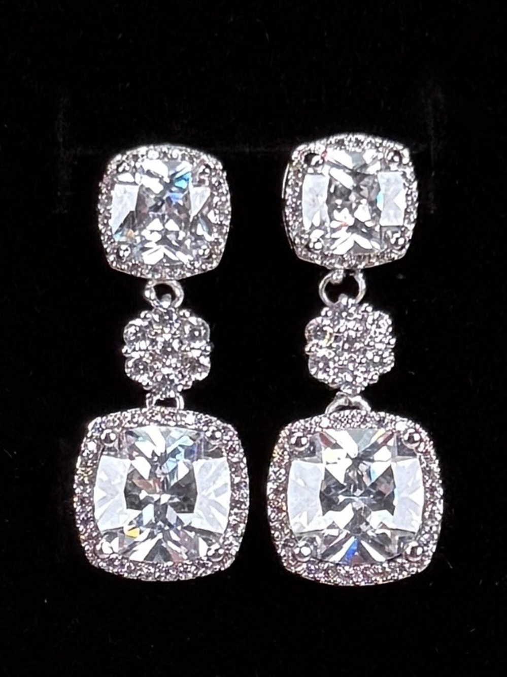 Gorgeous, silvertone, bling bling bling, dressy, pierced costume earrings